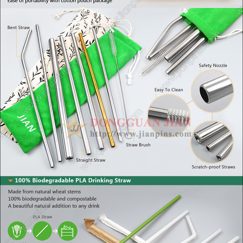 Reusable Straws Metal Straws Biodegradable PLA Drinking Straws